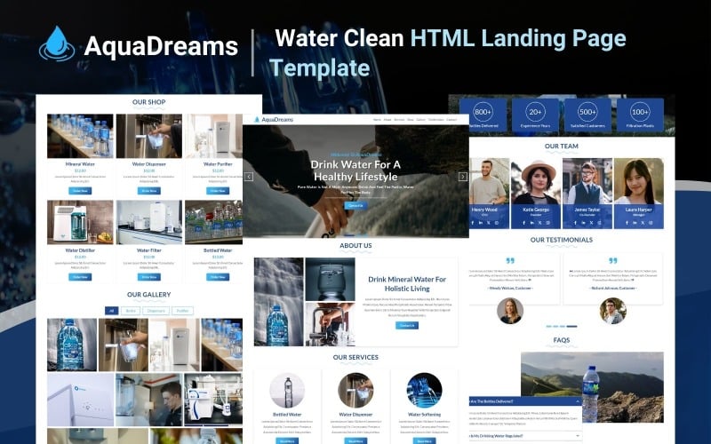 AquaDreams - HTML5-Landingpage-Vorlage für sauberes Wasser