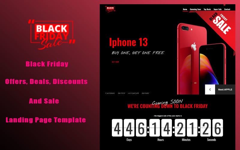 Black Friday: modello di pagina di destinazione del Black Friday per coupon, offerte, offerte, sconti e saldi