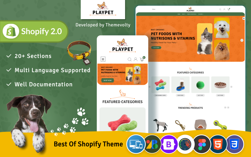 PlayPet -大型动物购物2.0 Tema reattivo