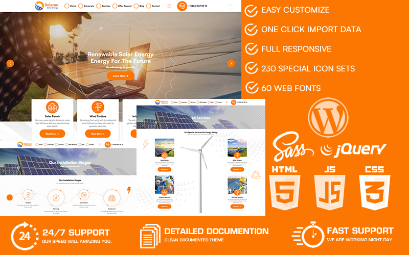 Solaran - Tema de WordPress para energía solar