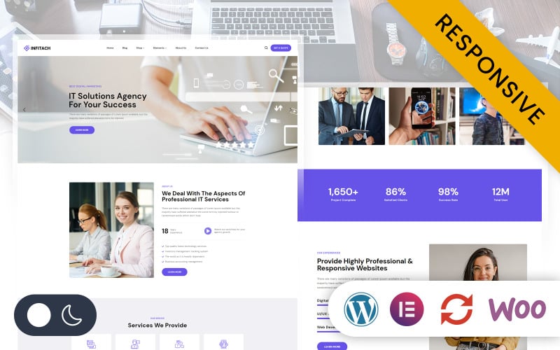 Infitach -  IT Solutions and Service Elementor WordPress Responsive Theme