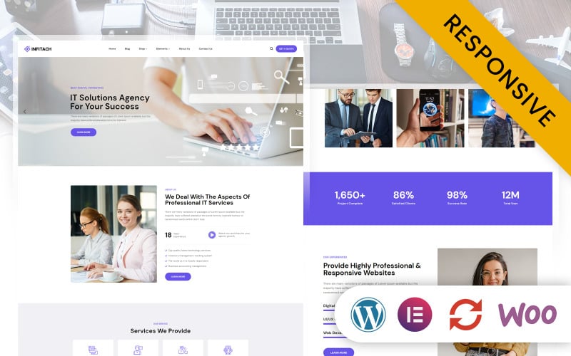 Infitach - IT-oplossingen en service Elementor WordPress Responsief thema