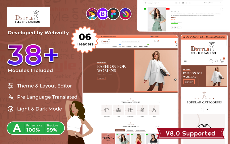 Dstyle Mega Fashion–Ubrania Buty Premium PrestaShop 8.0 Responsywny motyw