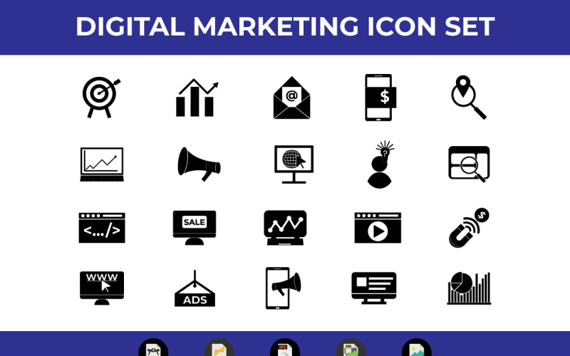Digitális marketing ikon beállítása vektor és SVG