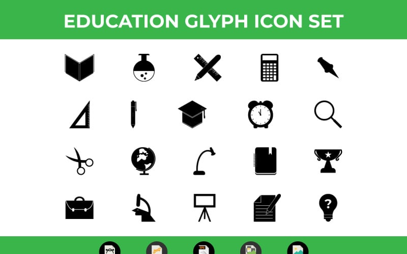 Education Glyph Icon Set Vector and SVG