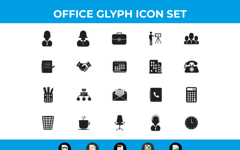 Obchodní a kancelářské glyfové ikony vektor a SVG