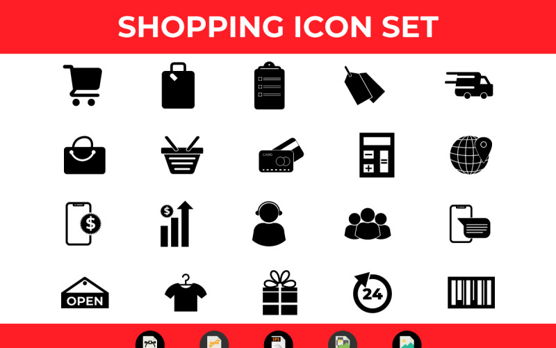 Winkelen Icon Set Vector en SVG