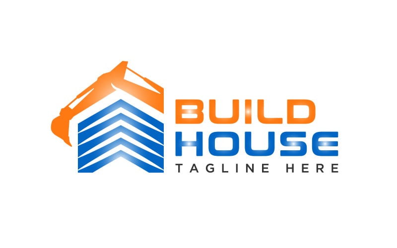 Excavator Build House Construction Logo Design