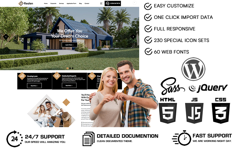 Realen - Motyw WordPress na temat nieruchomości i kredytów hipotecznych