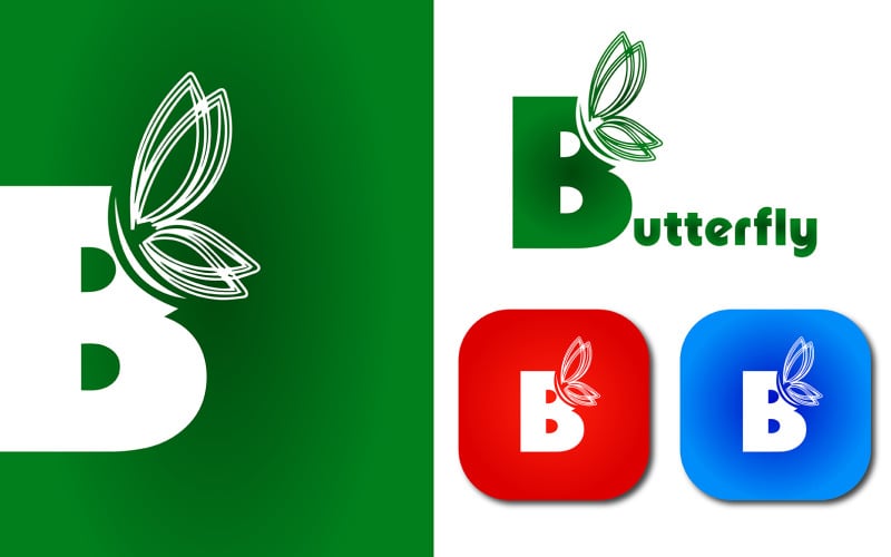 蝴蝶标志设计与B字母和蝴蝶形状