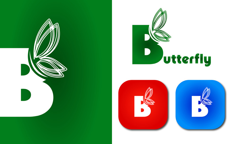 Diseño de logotipo de mariposa con la letra B y forma de mariposa