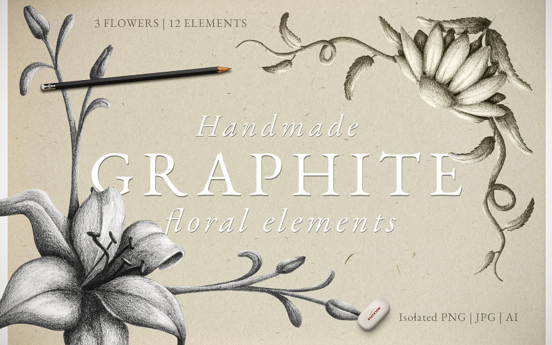 Hand Made Graphite Flower Elements