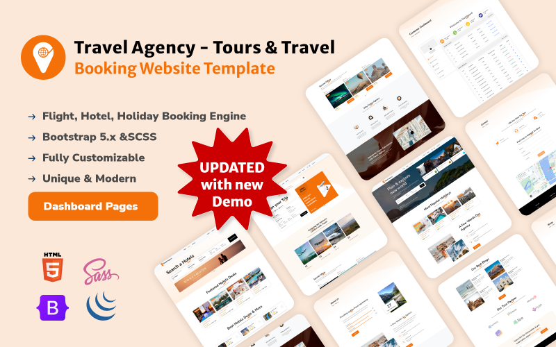 Seyahat Acentası - Turlar ve Seyahat Rezervasyon Web Sitesi Şablonu