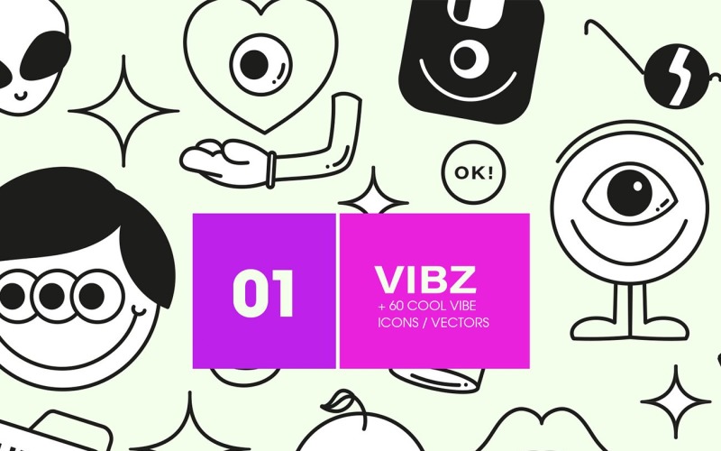 VIBZ VECTORES +60个使用或自定义图标/ Volume 01