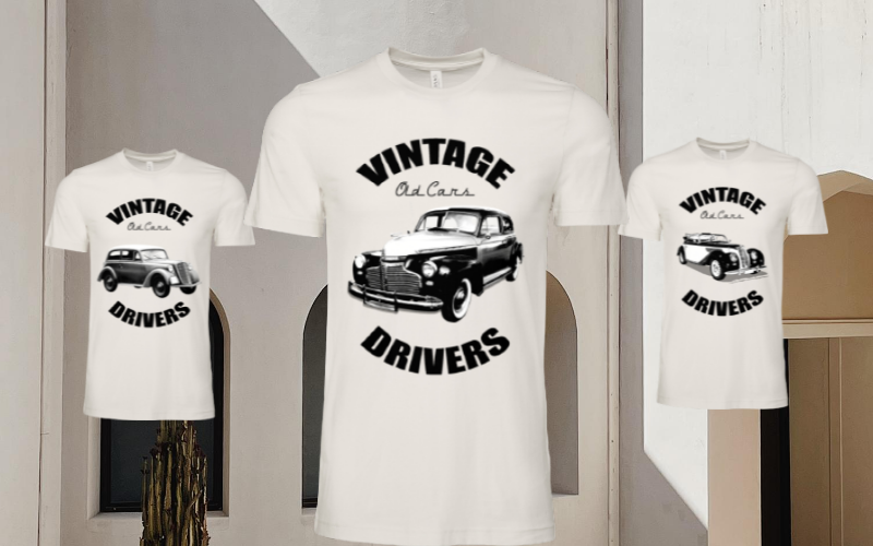 Vintage Drivers Old Cars Editable T-shirt Design Template
