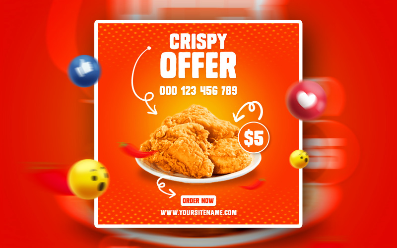 Crispy Food Aanbieding Banner voor promotionele advertenties op sociale media