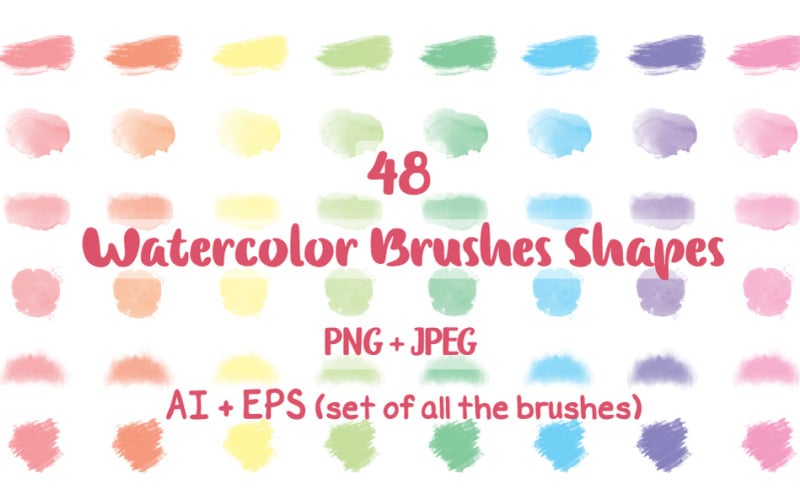 48 Watercolor Brushes Shapes