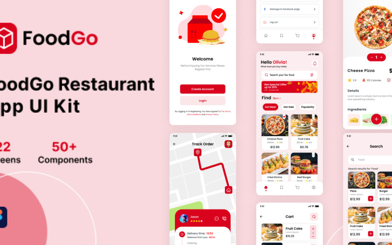 FastGo -餐厅食品交付应用程序用户界面工具包