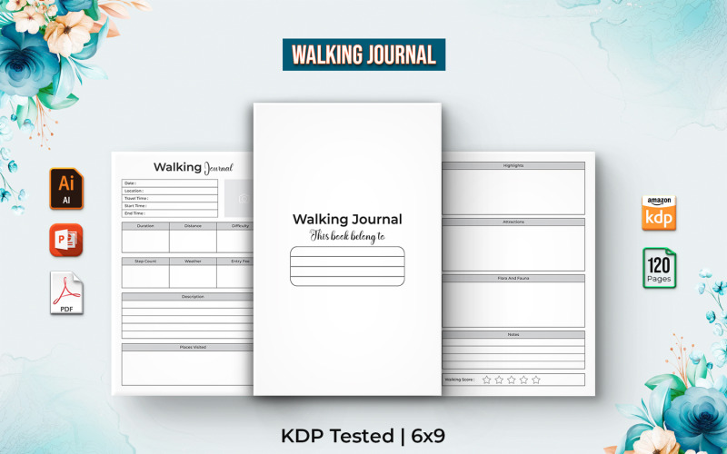 Redigerbar Walking Journal - KDP Inredningsplanerare