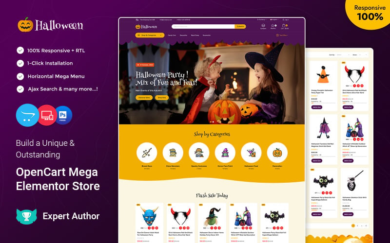 Halloween - Fiesta de Halloween, regalo y tema de OpenCart de Navidad