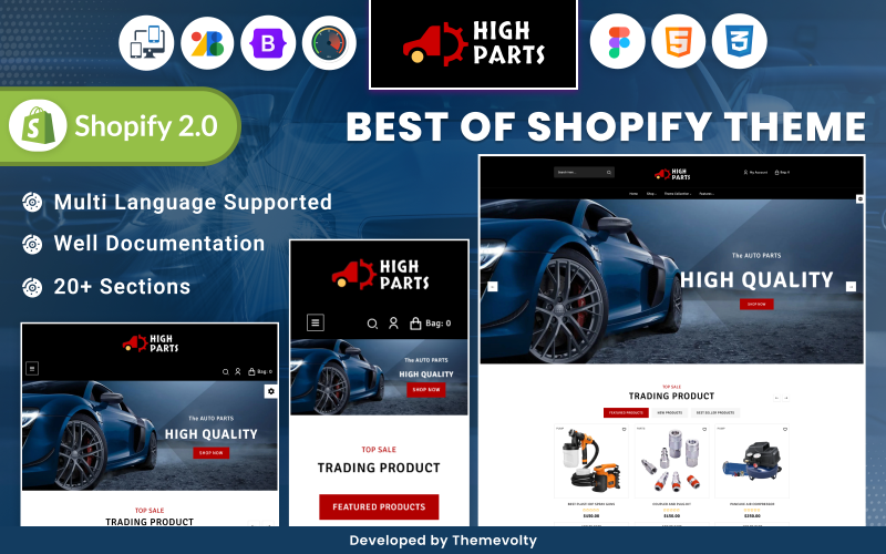 High Parts - Mega Parts Super Store Shopify 2.0 溢价 响应 Theme