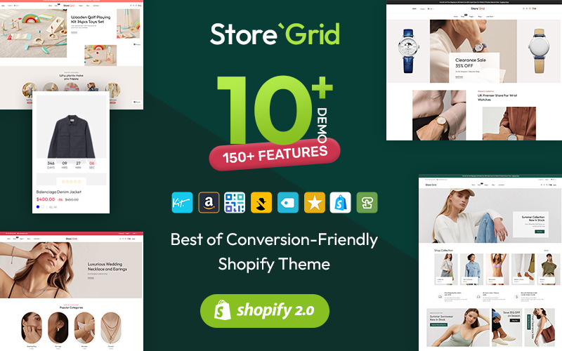 StoreGrid - Mode & Accessoires Shopify 2.0 Mehrzweck-Thema auf hohem Niveau