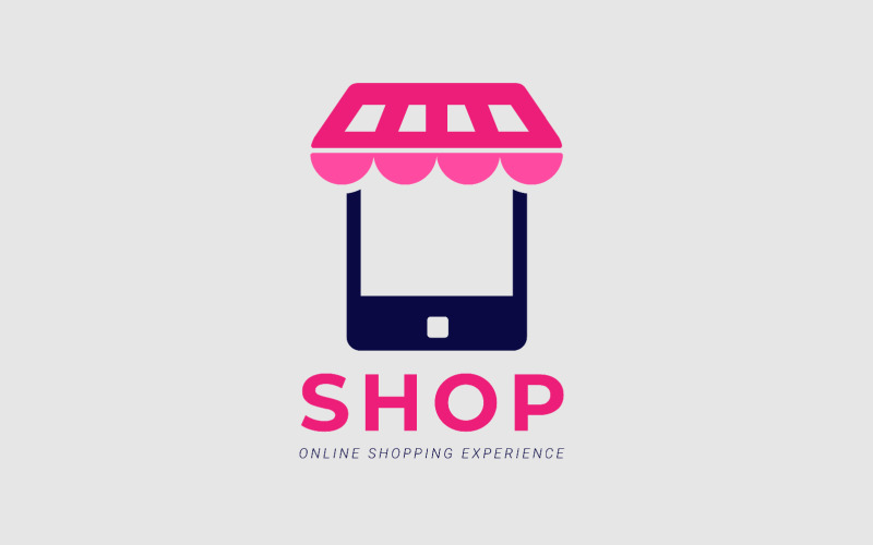 标志设计的电子商务网站或电子商务概念的智能手机和商店