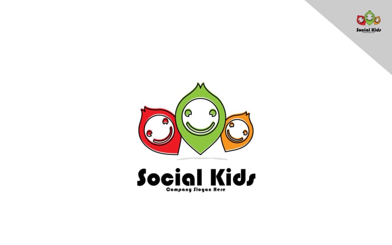 Minimale menselijke sociale kinderen Logo sjabloon