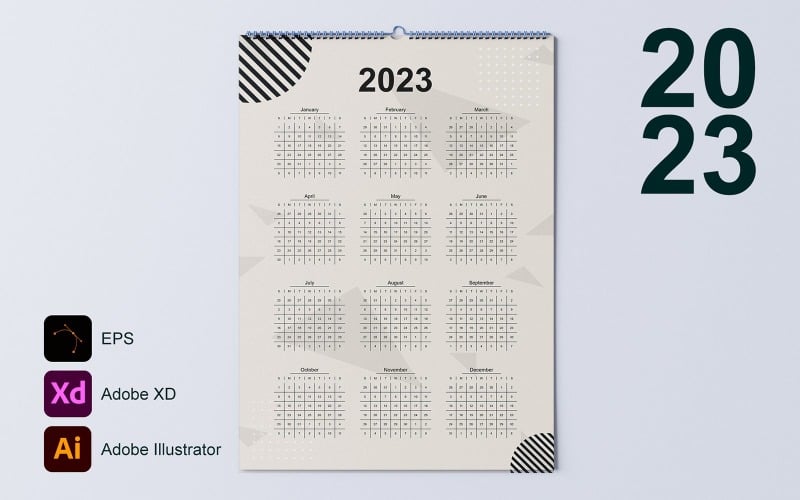 Kalender 2023 Sjabloon 4 - Zondag