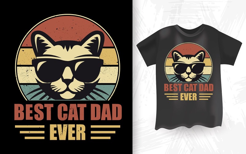 Лучший кошачий папа в стиле ретро, винтажный дизайн футболки ко Дню отца