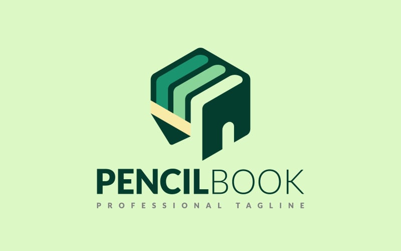 六边形铅笔书教育建筑标志