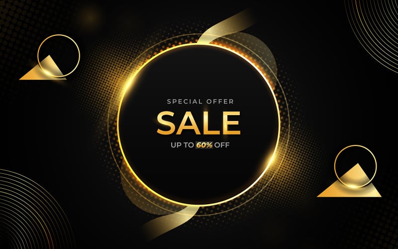 Realistic Sale Gold and Dark Premium Background Shiny Beautiful Balloon Design Vector