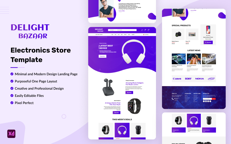 Delight Bazaar - Negozio di elettronica Modello Adobe XD