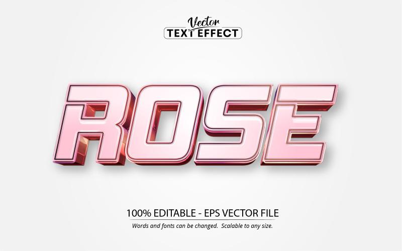 玫瑰-可编辑的文字效果，书法金属光泽玫瑰金文字风格，图形插图