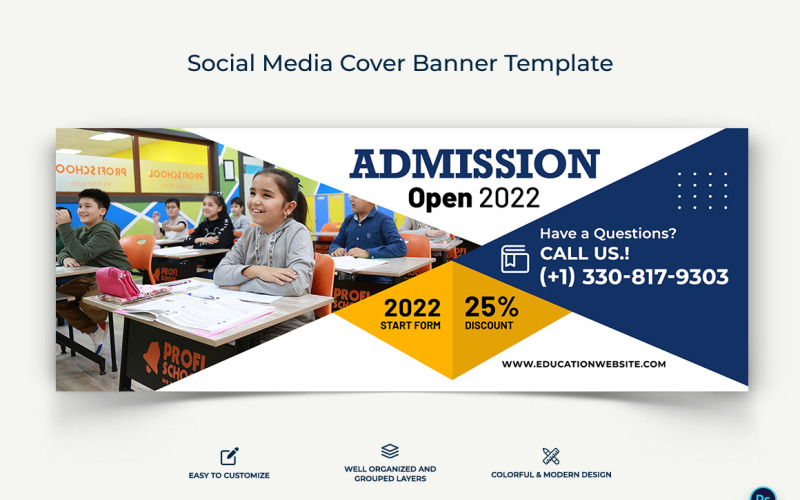 School Admissions Facebook Cover Banner Design Template-16