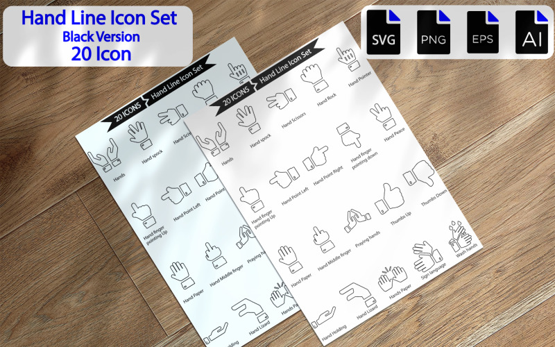 Premium Hand Line Icon Set