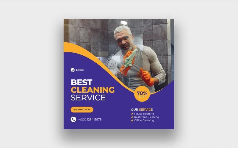 Publicação de mídia social de serviço de limpeza