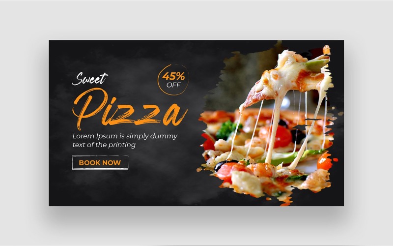 美味的披萨食物YouTube上的微型设计
