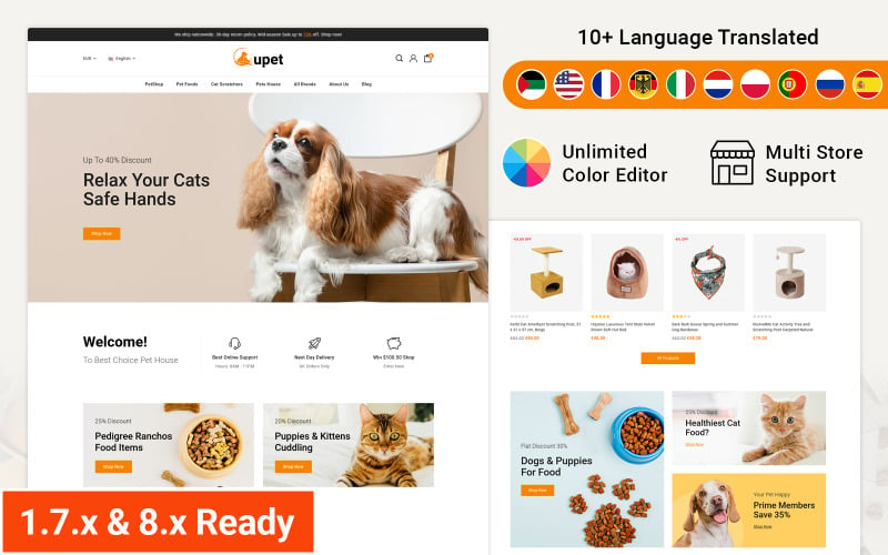 Pet Care und Pet Shop Prestashop Responsive Theme