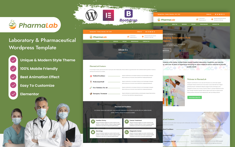 Pharmalab - Laboratorium & Farmaceutisk Wordpress Mall