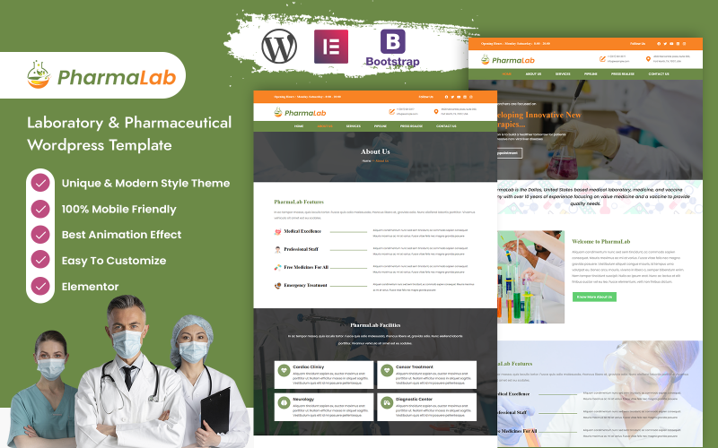 Pharmalab - Laboratory & 医药类Wordpress模板
