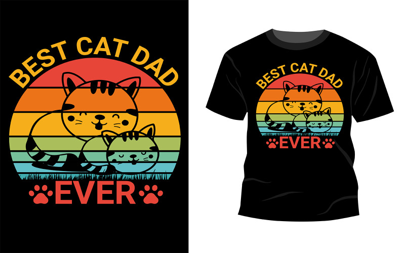 Citação de motivação inspiradora com texto melhor design de camiseta de tipografia de vetor de pai de gato de todos os tempos