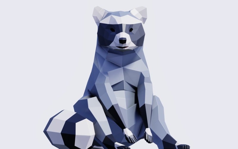 浣熊- 3D低多边形模型