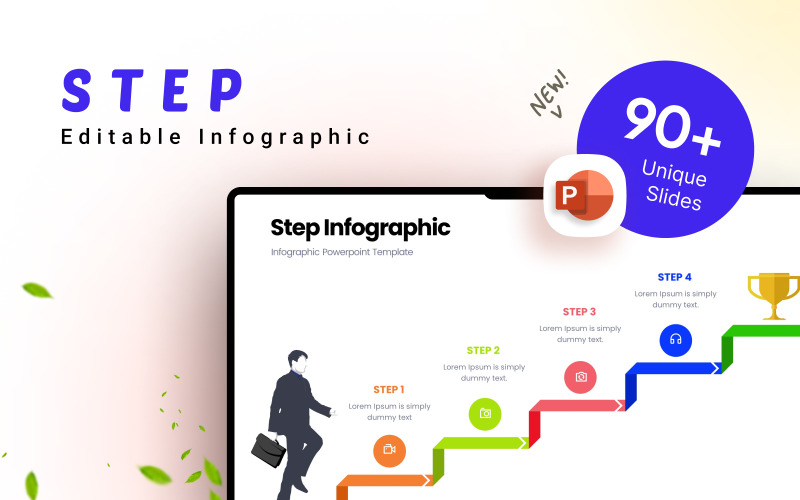 Stap Business Infographic presentatiesjabloon