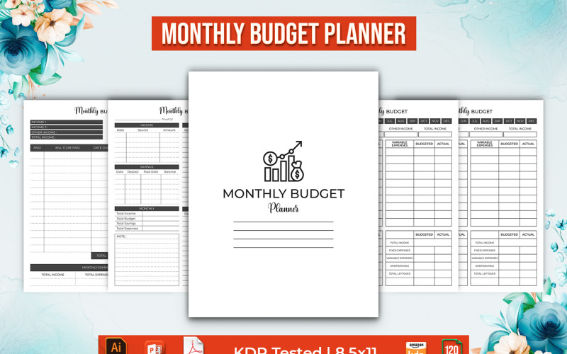Bewerkbare maandelijkse budgetplanner - KDP Interior V-2