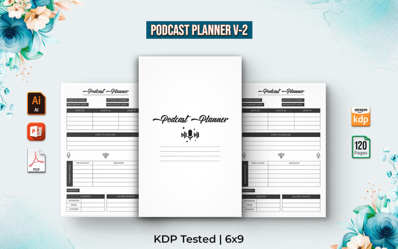 Bewerkbare podcastplanner - KDP Interior V-2