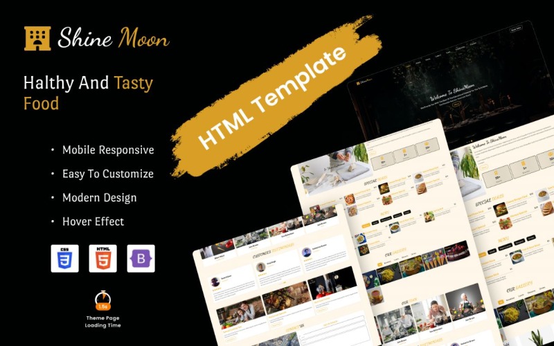 Shinemoon - HTML-sjabloon voor restaurants voor bestemmingspagina's