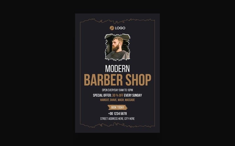 Beauty Barbershop Salon Flyer Poster Template