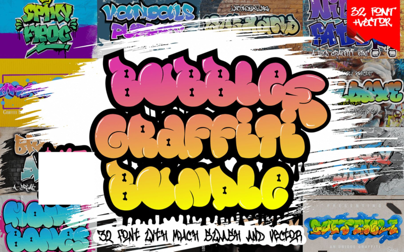 Bubble & Monoline Graffiti-lettertypebundel