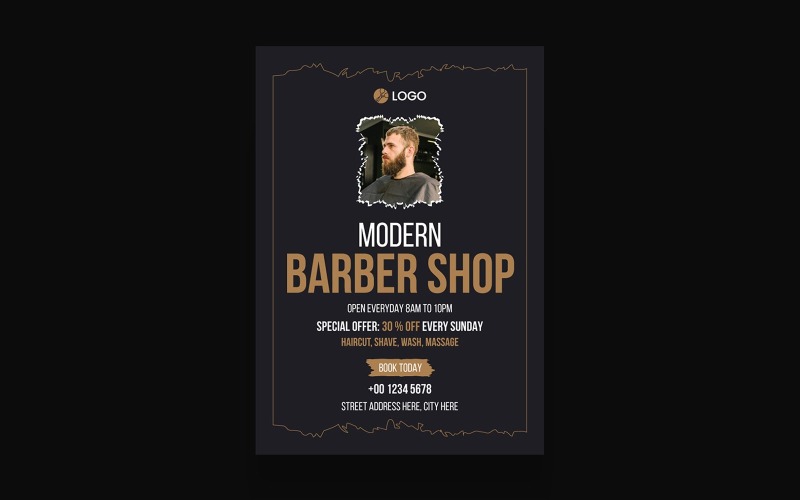 Modelo de Cartaz de Folheto de Salão de Barbearia de Beleza